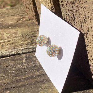 Iridescent Rhinestone Ball Studs